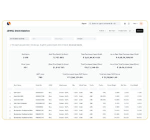 Weight-wise inventory tracking system in SigzenJEWEL for managing gold, silver