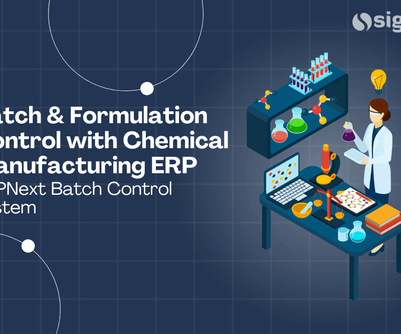 ERPNext chemical manufacturing ERP dashboard showing batch tracking and formulation control system