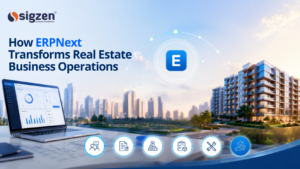 ERPNext real estate dashboard showing sales, booking, and handover process management