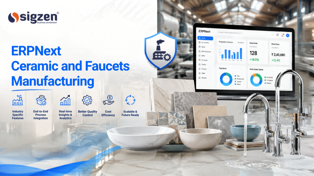 ERPNext dashboard for ceramic and faucets manufacturing operations