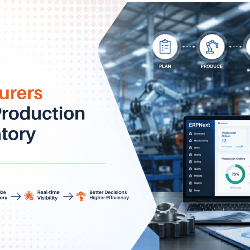 ERPNext manufacturing dashboard for production, inventory, and reports