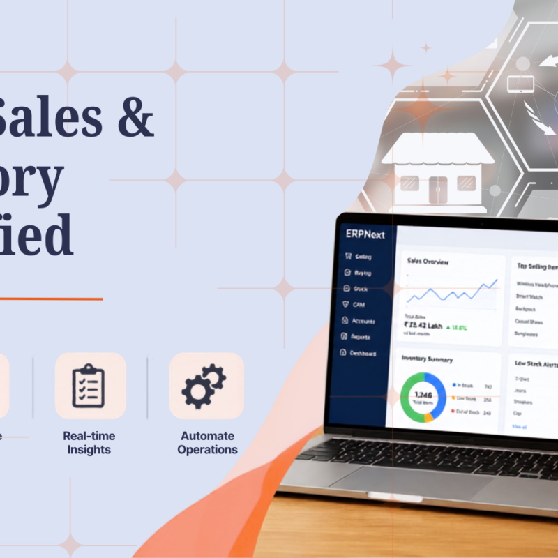 ERPNext retail sales and inventory management dashboard with POS, stock tracking, and business operations features.