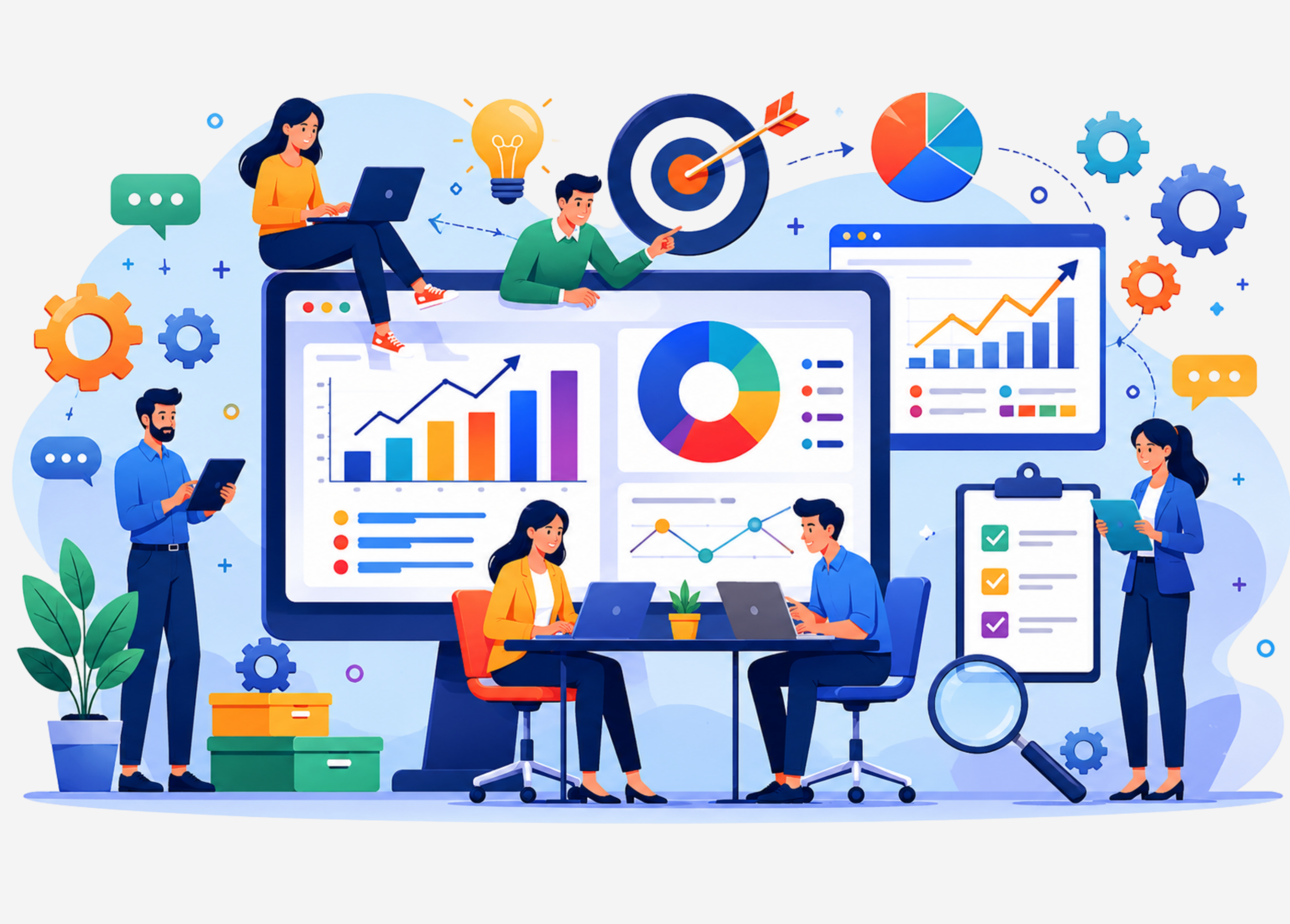 Metal manufacturing professionals collaborating through connected ERP tools and real-time business dashboards.