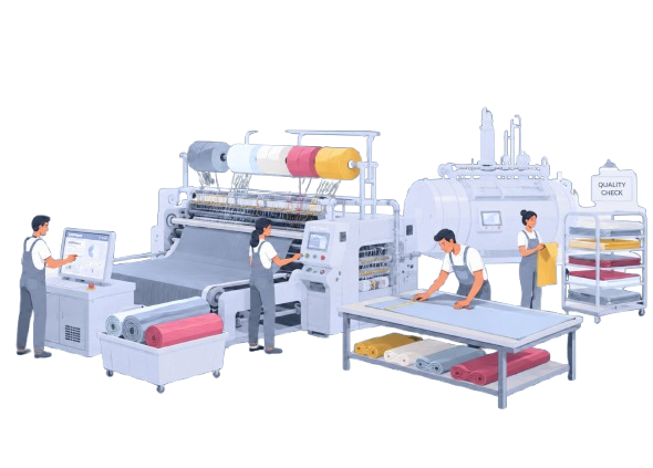 ERPNext textile manufacturing industry dashboard showing production planning, inventory management, quality control, and real-time business insights