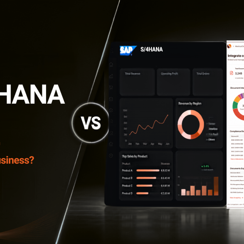 SAP S/4HANA vs ERPNext comparison showing ERP features, costs, scalability, implementation, and business suitability for growing companies.