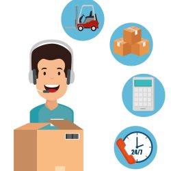logistic services with support agent vector illustration design